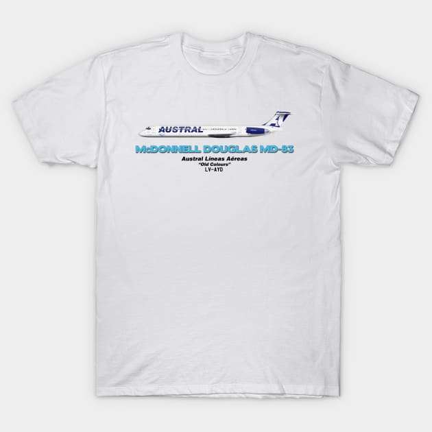 McDonnell Douglas MD-83 - Austral Líneas Aéreas "Old Colours" T-Shirt by TheArtofFlying